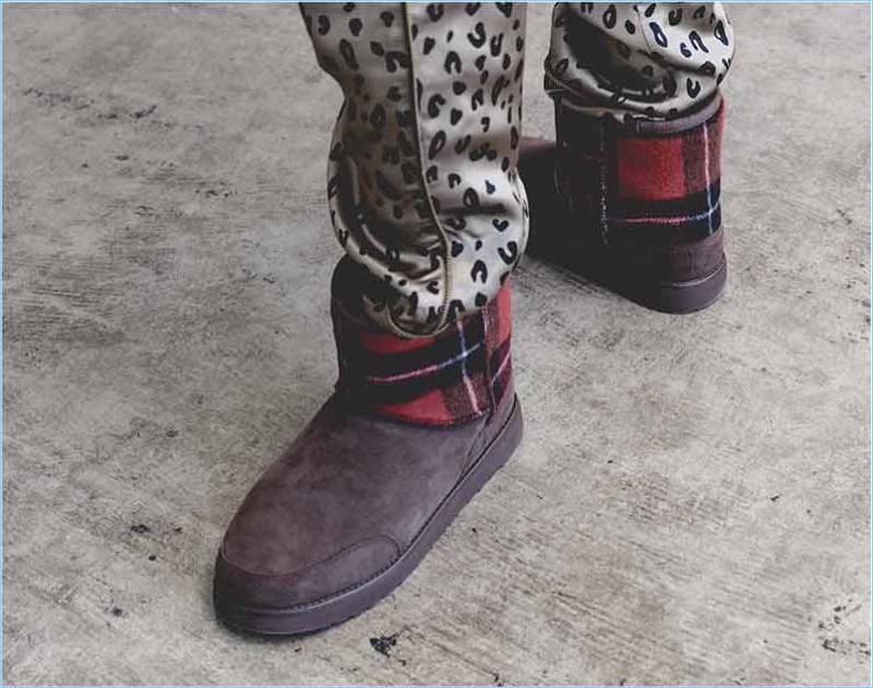 Phillip Lim updates UGG's Classic Mini boots $250 with a red flannel check.