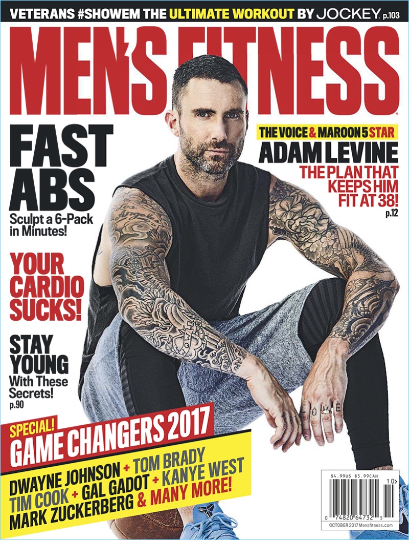 Adam Levine covers the October 2017 issue of Men's Fitness.
