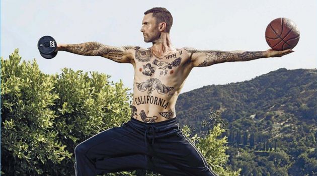 Adam Levine Covers Men's Fitness, Talks Balancing Work & Personal Life Working out, a shirtless Adam Levine appears in a photo shoot for Men's Fitness.