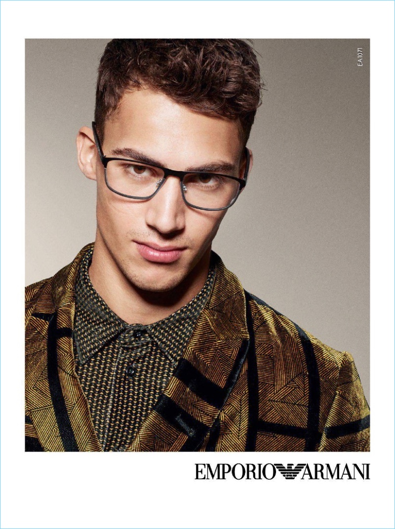 Alessio Pozzi stars in Emporio Armani's fall-winter 2017 eyewear campaign.