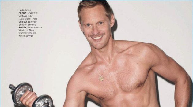 Alexander Skarsgård Stars in Cheeky Cover Shoot for GQ Style Germany Alexander Skarsgård Shirtless Photo GQ Style Germany Leather Pants