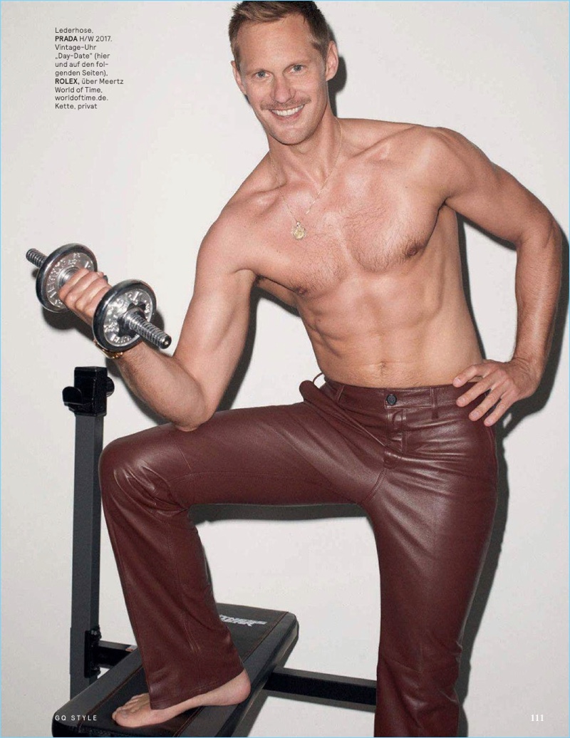 Alexander Skarsgård Shirtless Photo GQ Style Germany Leather Pants