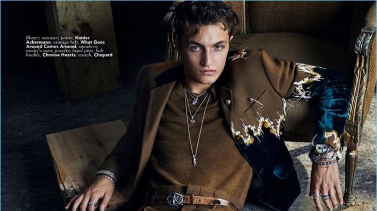 Anwar Hadid stars in an editorial for Vogue Man Arabia.