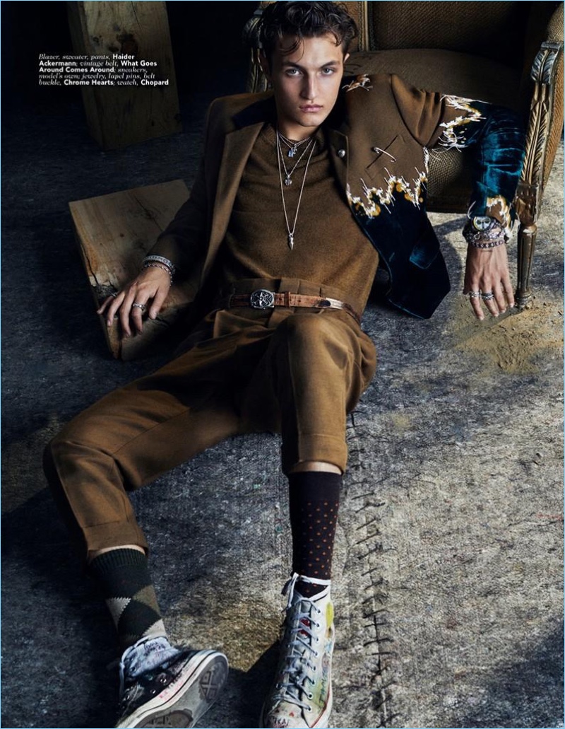 Anwar Hadid stars in an editorial for Vogue Man Arabia.