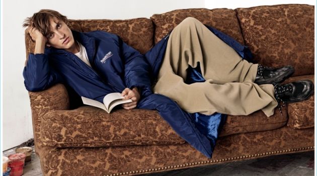 The Artist at Work: Tim Dibble Inspires in New Styles at Bergdorf Goodman Serious Style: Tim Dibble lounges in a look from Balenciaga.