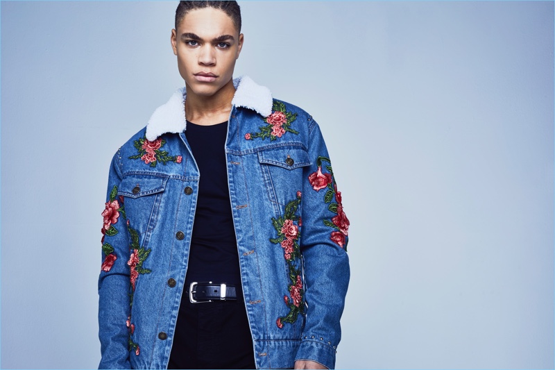 Make a statement with boohooMAN's rose embroidered denim jacket.