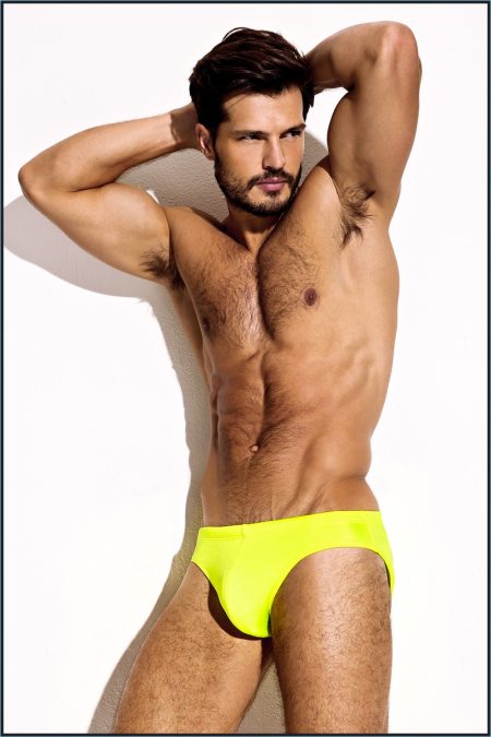 Charlie Matthew Zink Resort 2017 Lookbook MZ4089 FLUO LOGO LIFEGUARD BRIEF FRONT