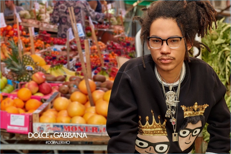 Luka Sabbat stars in Dolce & Gabbana's fall-winter 2017 campaign.