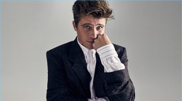 Garrett Hedlund Stars in Mr Porter Shoot, Talks Midwest Roots Actor Garrett Hedlund wears a Balenciaga tweed blazer and oversize button-down shirt.
