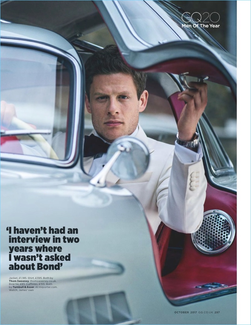 James Norton gets into a vintage car for British GQ.