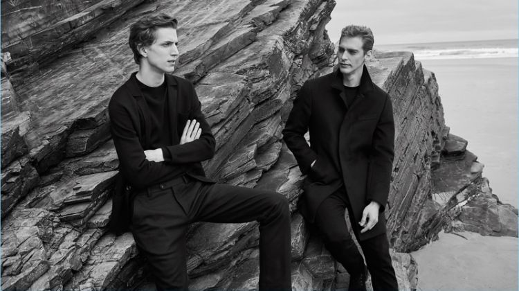 Sporting relaxed tailoring, Xavier Buestel and Jeremy Dufour connect with Massimo Dutti.