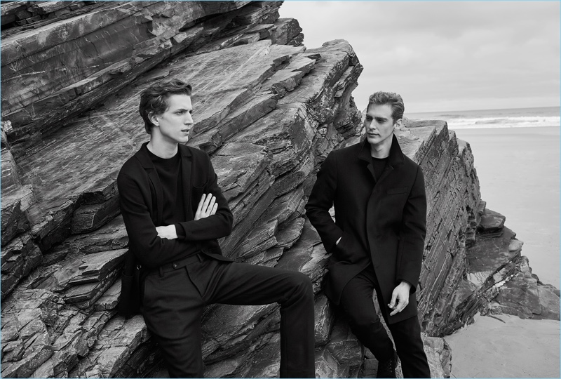 Sporting relaxed tailoring, Xavier Buestel and Jeremy Dufour connect with Massimo Dutti.