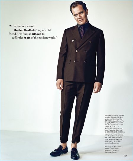 Michael Shannon Dons Monochromatic Suits for Esquire's The Big Black Book