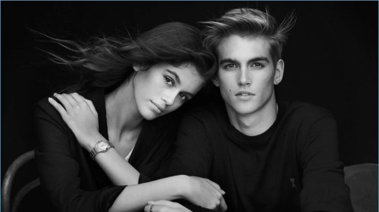 Kaia and Presley Gerber pose for a portrait as the newest ambassadors of Omega.