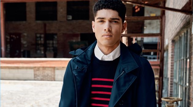Outside Interests: Saks Goes Casual for Layered Fall Model Torin Verdone dons a look from BOSS by Hugo Boss.