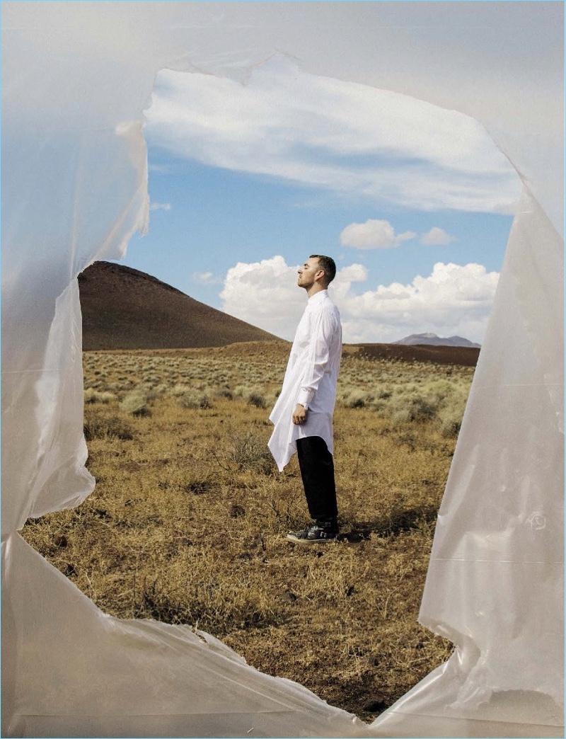 Sporting a Dsquared2 shirt, Sam Smith also wears pants and sneakers by Dior Homme. » Sam Smith Covers L'Uomo Vogue, Talks Sophomore Album Pressures Sporting a Dsquared2 shirt, Sam Smith also wears pants and sneakers by Dior Homme.