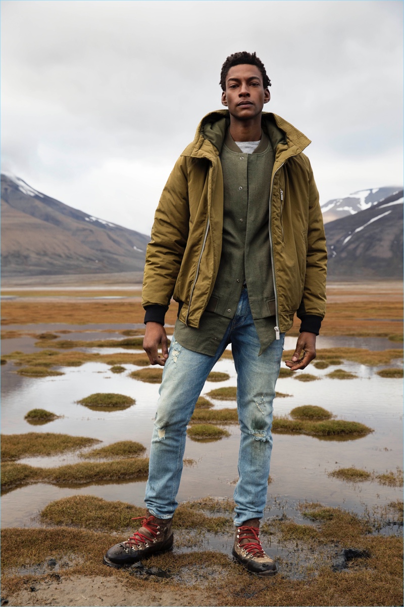 Embracing rugged style, Ty Ogunkoya fronts Scotch & Soda's new season.