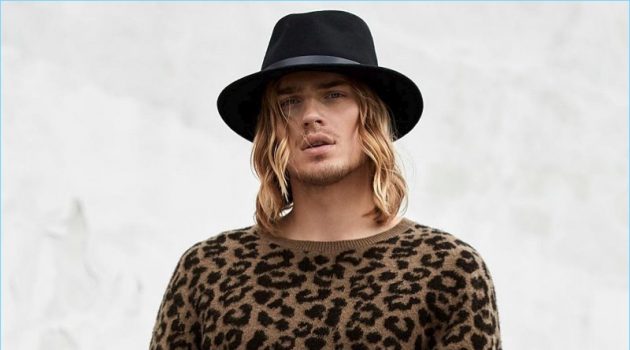 Glam Rock: Ton Heukels Models Cool Styles for Simons Ton Heukels Leopard Mens Sweater Simons