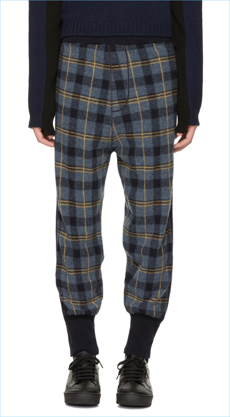 Stella McCartney Blue Plaid Stripe Lounge Pants