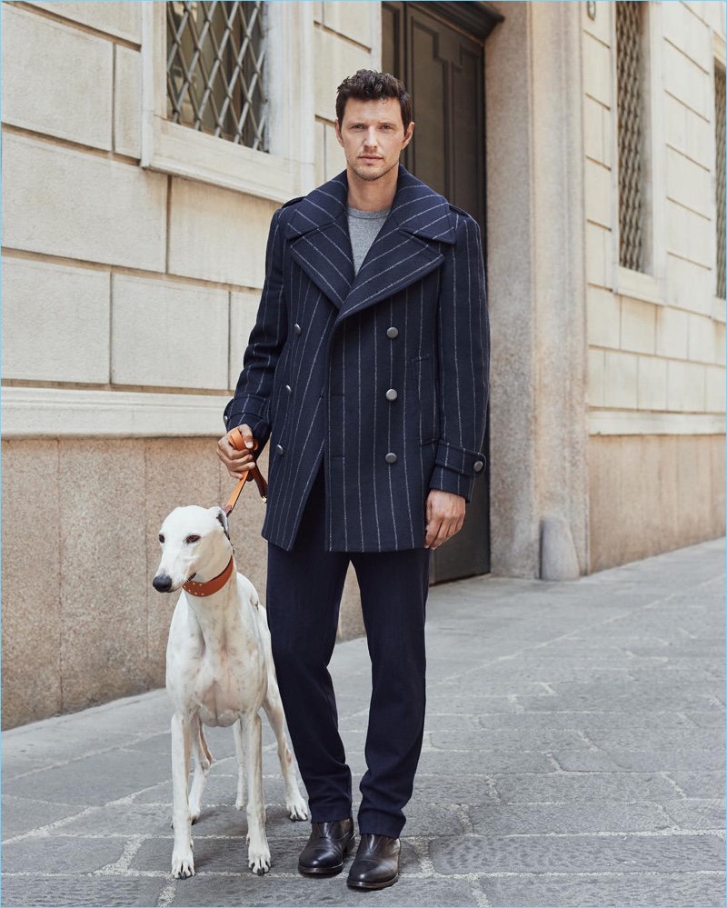 Sasha Knezevic fronts Trussardi's fall-winter 2017 campaign.