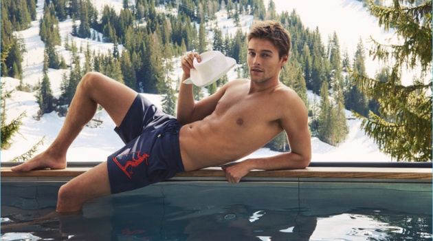 Robbie Wadge connects with Vilebrequin in swim shorts from its ski resort collection.