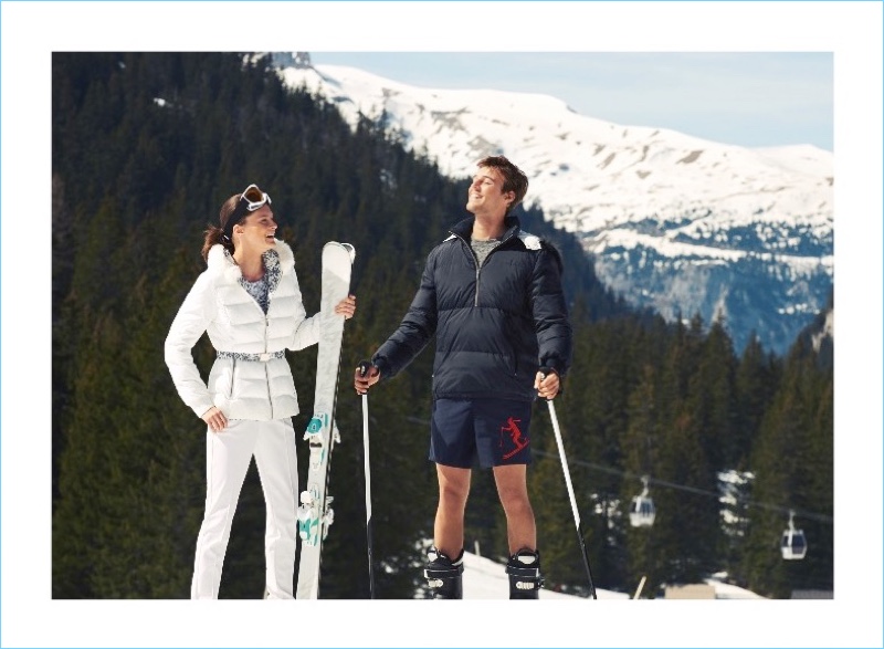Vilebrequin taps Elena Melnik and Robbie Wadge to star in its ski resort 2017 lookbook.