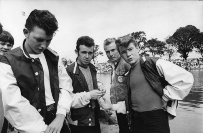 1950s youth wear trendy pompadours and bomber jackets. 1950s youth wear trendy pompadours and bomber jackets.