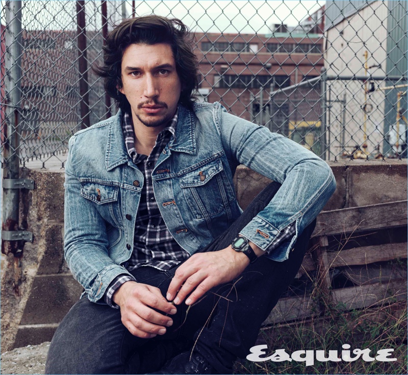 Connecting with Esquire, Adam Driver wears casual clothes by Saint Laurent.