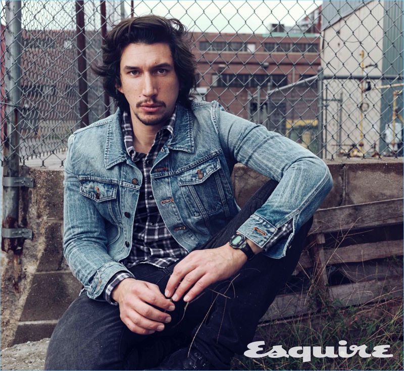 Connecting with Esquire, Adam Driver wears casual clothes by Saint Laurent. » Adam Driver Covers Esquire, Talks Difficulty of Filming 'Star Wars' Connecting with Esquire, Adam Driver wears casual clothes by Saint Laurent.