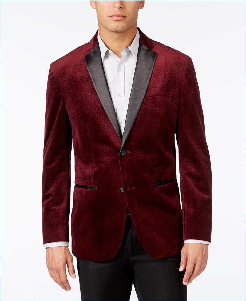 Alfani Classic-Fit Textured Velvet Blazer