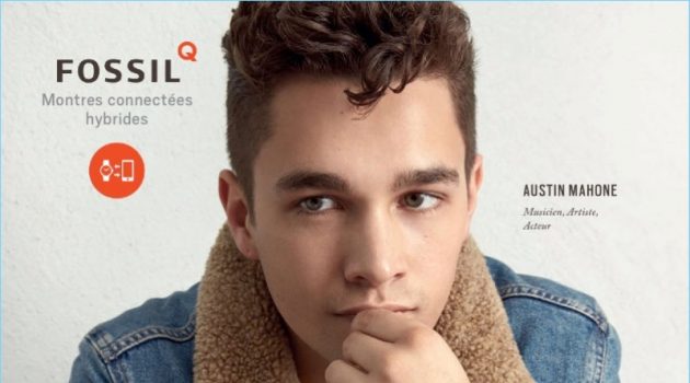 Austin Mahone Stars in Fossil Campaign, Steps Out for Macy's Event Austin Mahone 2017 Fossil Advertising Campaign Denim Jacket