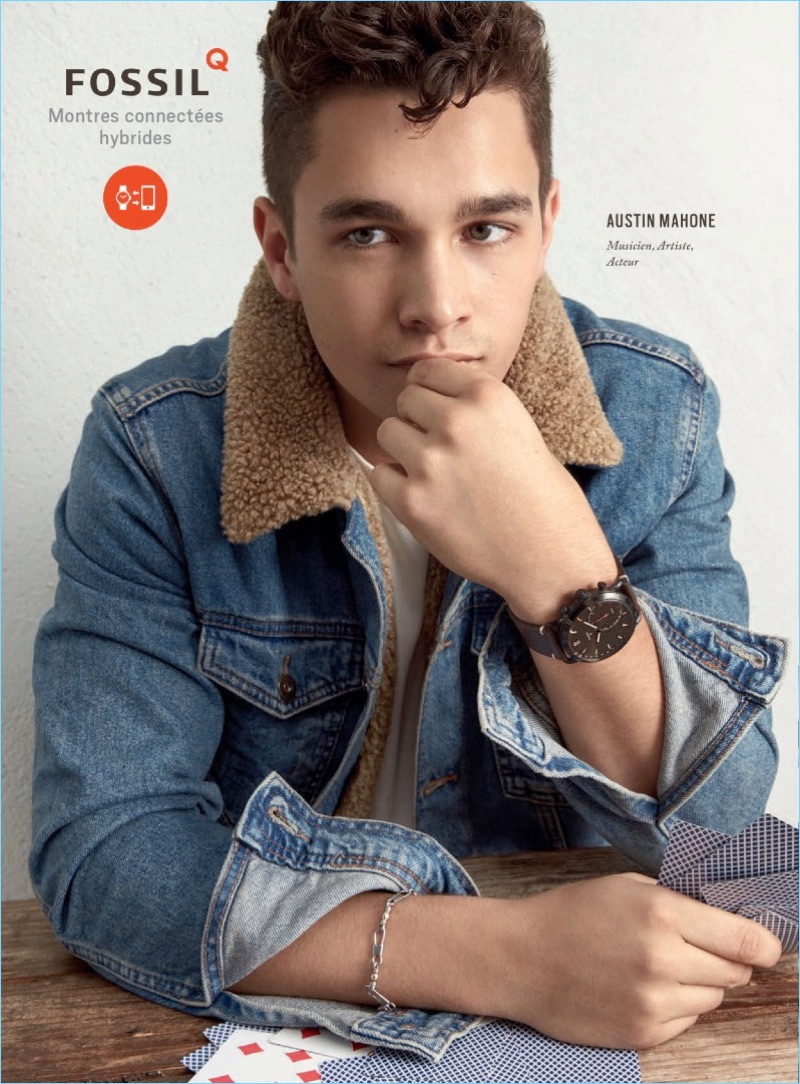 Austin Mahone 2017 Fossil Advertising Campaign Denim Jacket » Austin Mahone Stars in Fossil Campaign, Steps Out for Macy's Event Austin Mahone 2017 Fossil Advertising Campaign Denim Jacket