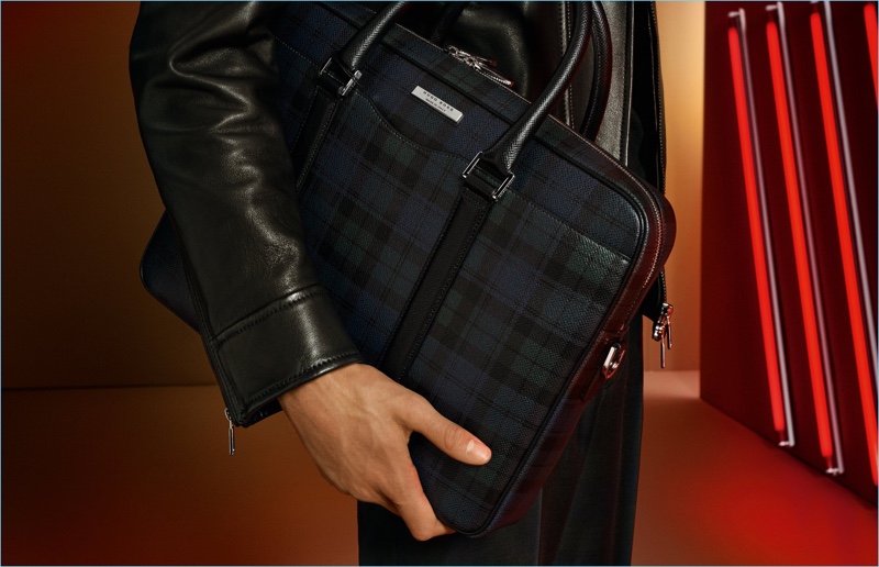 BOSS highlights a plaid bag as part of its holiday 2017 gift guide.