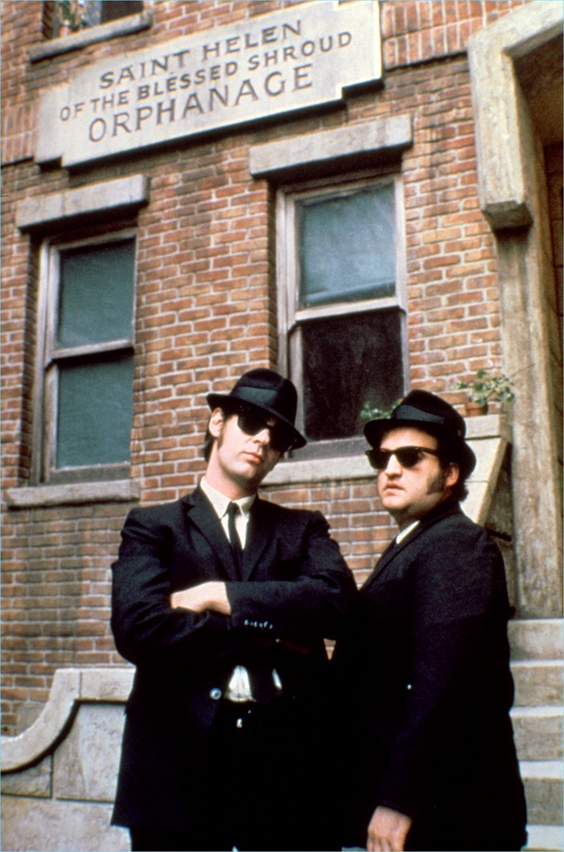 Dan Aykroyd and John Belushi don Ray-Ban wayfarer sunglasses for 1980's The Blues Brothers.