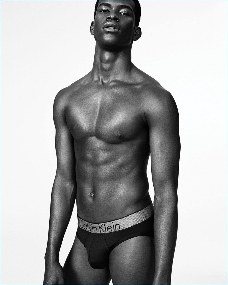 Model Salomon Diaz rocks Calvin Klein's Customized Stretch underwear for the label's fall-winter 2017 campaign.