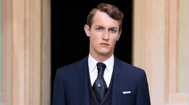 Rutger Schoone Dons Wedding Suits & Formalwear by Canali Model Rutger Schoone wears a sharp navy suit from Canali.