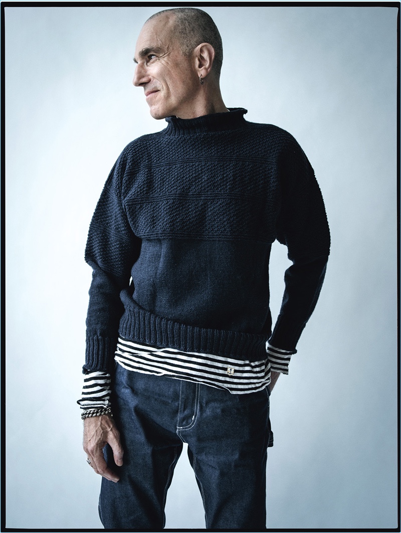 Actor Daniel Day-Lewis wears his own clothes for W magazine.