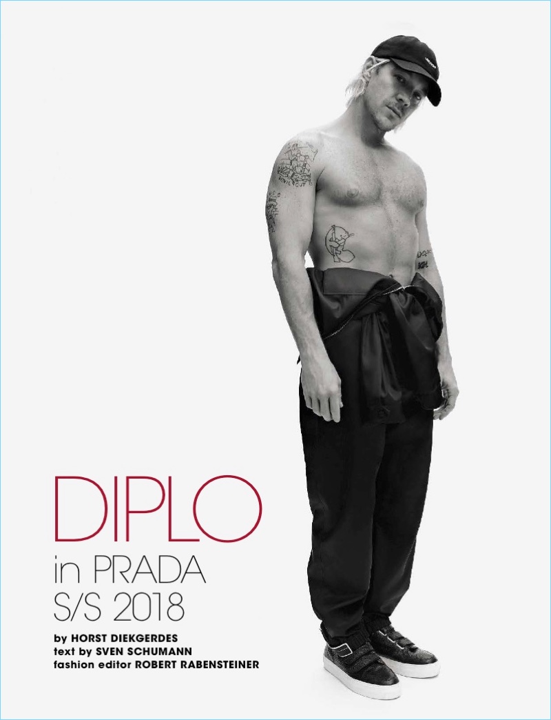 L'Uomo Vogue enlists Diplo for a fashion spread in its final issue.