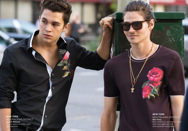 Austin Mahone and Will Peltz come together for Dolce & Gabbana's spring-summer 2018 collection outing.