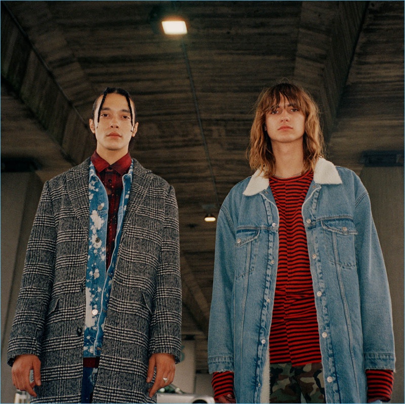 H&M embraces stripes, plaid, denim, and houndstooth for a new grunge style edit.