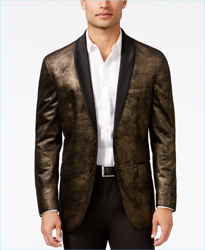 INC Classic-Fit Distressed Foil Blazer