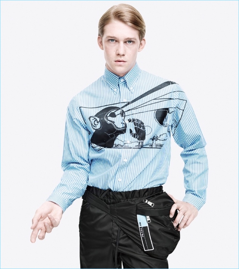 Connecting with Prada, Joe Alwyn fronts the brand's spring-summer 2018 campaign.