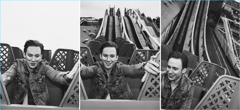 Taking a rollercoaster ride, Joe Cole wears a Vetements + Levi's denim jacket with a Dries Van Noten shirt and Sunspel tank.