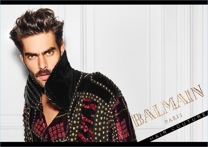 Jon Kortajarena stars in a campaign for Balmain Hair Couture.