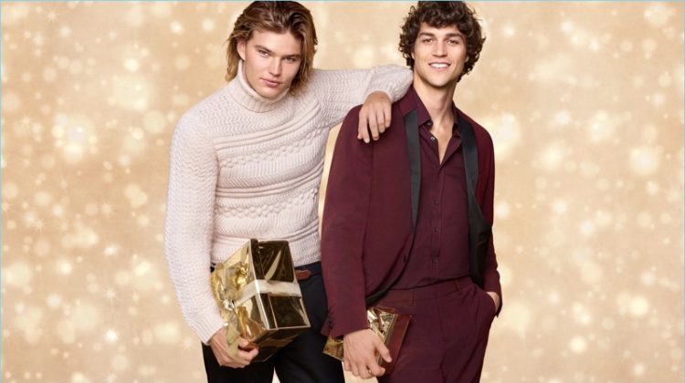 Top models Jordan Barrett and Miles McMillan celebrate the holidays with Zalando.