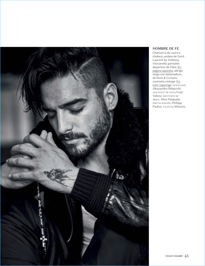 Rocking a Saint Laurent jackets, Maluma stars in a new photo shoot.