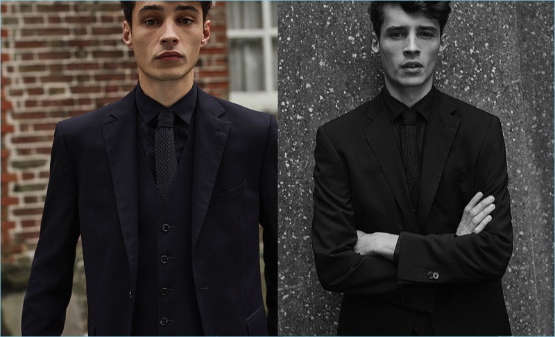 Adrien Sahores dons eveningwear by Massimo Dutti.