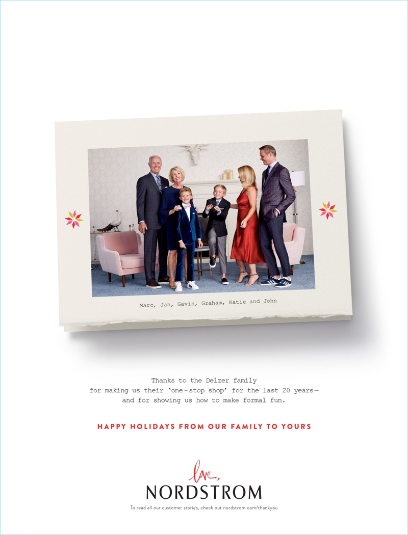 The Delzer family appear in Nordstrom's holiday 2017 campaign.
