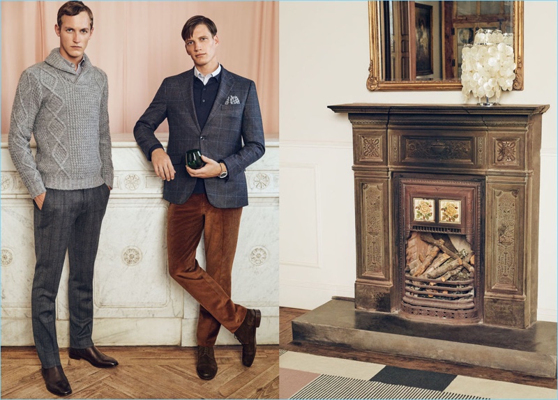 Models Rutger Schoone and Florian Van Bael showcase smart looks from Pedro del Hierro.