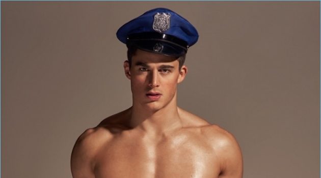 Pietro Boselli & Trevor Signorino Celebrate BENCH's 30th Anniversary Pietro Boselli dresses up as a cop for a BENCH/ Body underwear promo image.